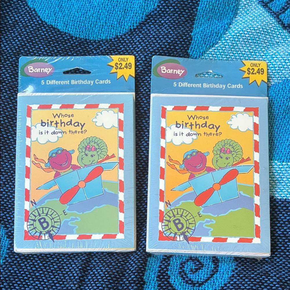 Vintage Barney Birthday Card Packs - Set of 2
